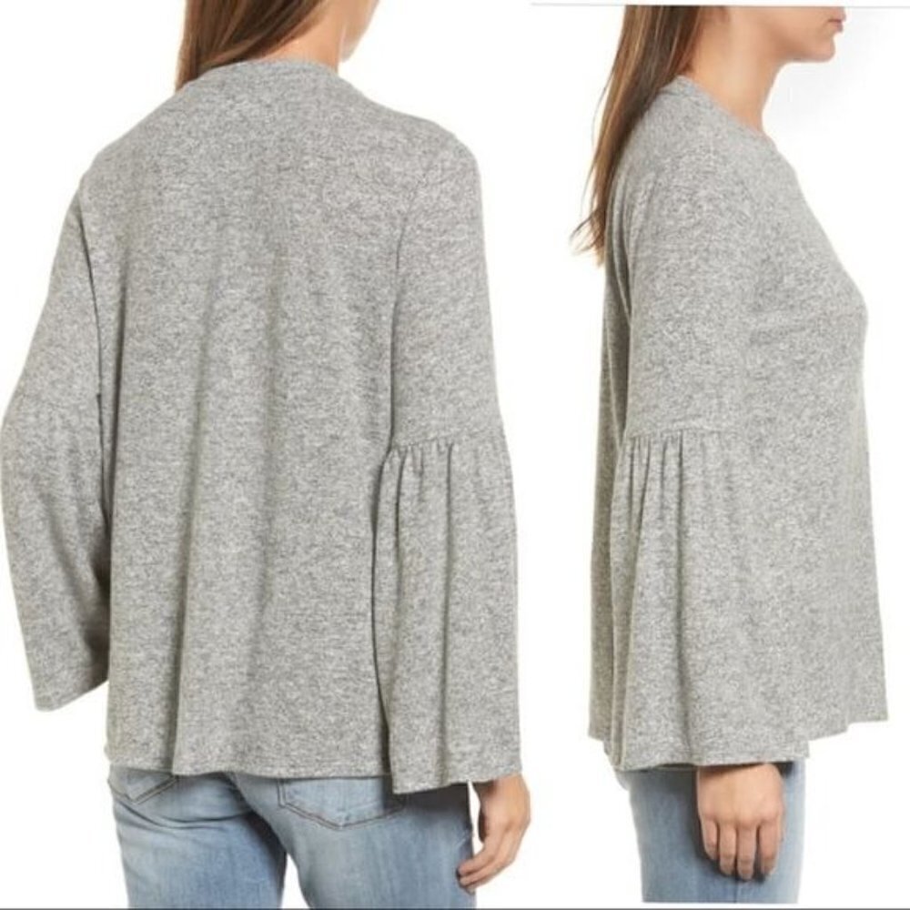 Gibson Gray Knit‎ Crewneck Bell Sleeve Sweater M